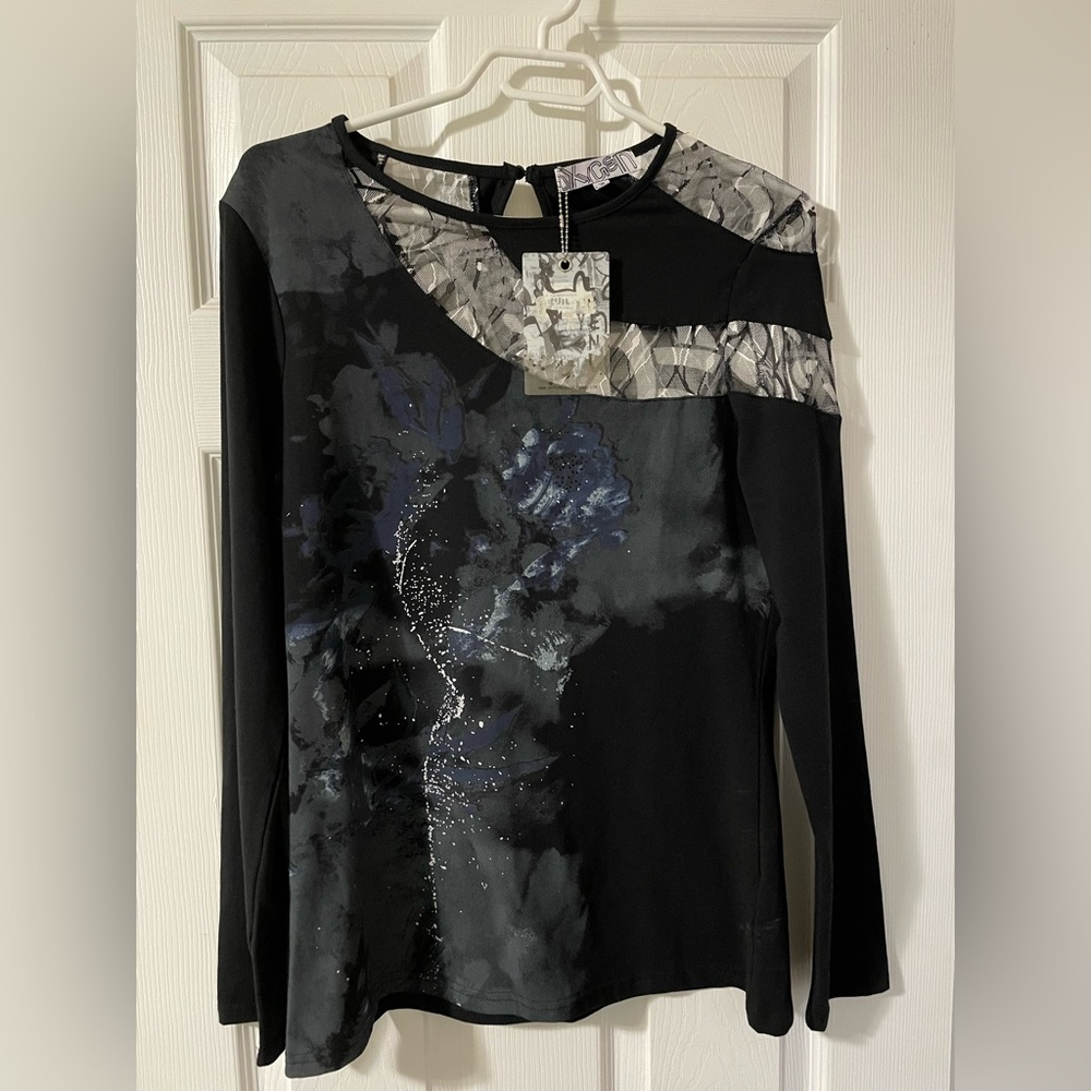 Oxygen long sleeve lace detail t-shirt